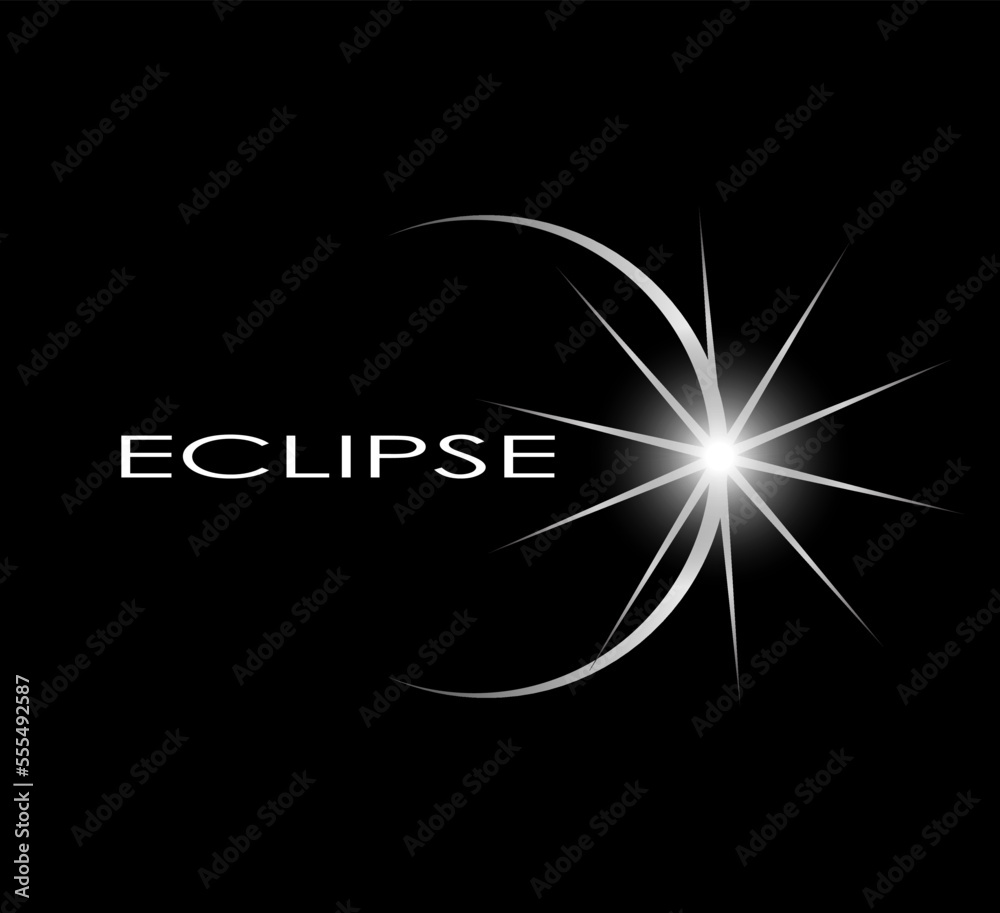 Wall mural eclipse concept symbol on black background/ sun shine logo