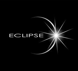 eclipse concept symbol on black background/ sun shine logo - obrazy, fototapety, plakaty