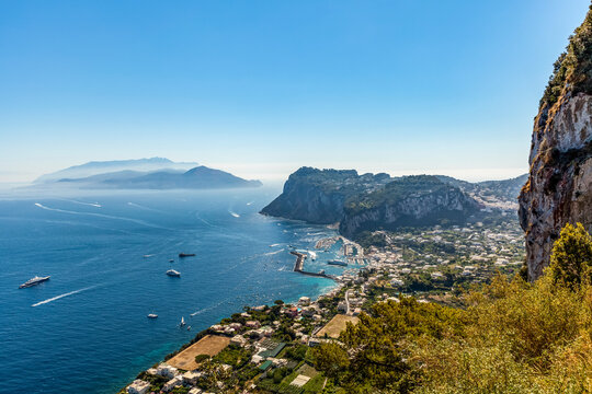 Island of Capri on the Tyrrhenian Sea, Mediterranean; Capri, italy