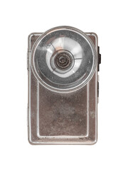 Old vintage metal lantern isolated on white background.