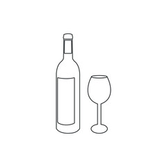 Bottle and glass of wine silhouette,wine vector, simple illustration