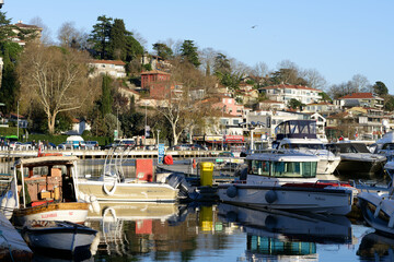 Istanbul city, boats in the harbor