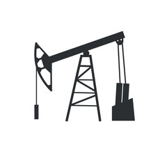 oil pump jack isolated on white background. oil rig icon, vector. Drawing of an oil derrick on a white background