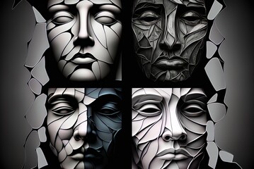 Abstraction of vacant faces Generative AI - obrazy, fototapety, plakaty