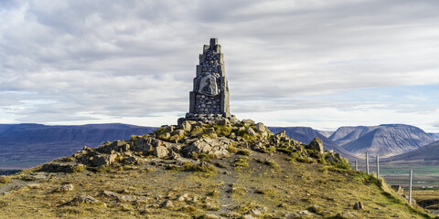 Monument to Stephan G. Stephansson, a poet; Skagafjordur, Northwestern Region, Iceland