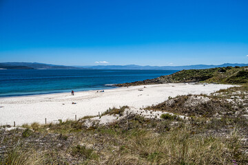 Praia de Figueiras beach at the east coast of Illas Cies, Galicia, Spain
