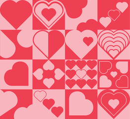 Abstract geometric background with hearts