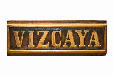 View of the old banner of Vizcaya over white background