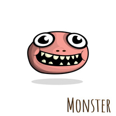Hand drawn monster brown color. Flat Style