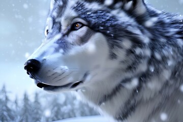 wolf in snow - Generative AI