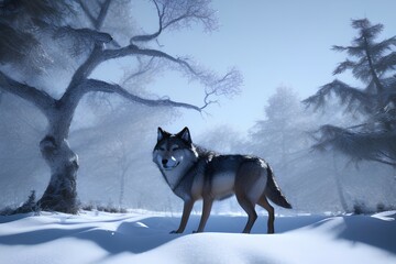 wolf in winter - Generative AI