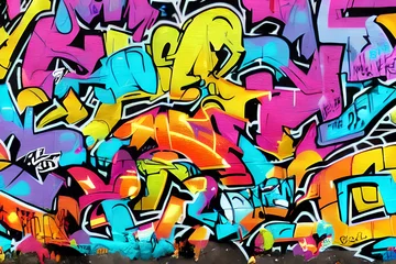 Keuken spatwand met foto Graffiti Background, Graffiti art, Abstract Graffiti background "Generative AI" © Forhadx5