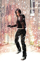 Naklejka premium hunter in dystopia