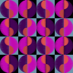 Ornament of geometric round shapes.Seamless pattern.Vector illustration.