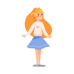 Happy Teen Girl Standing and Smiling Vector Illustration