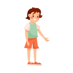 Happy Teen Girl Standing and Smiling Vector Illustration
