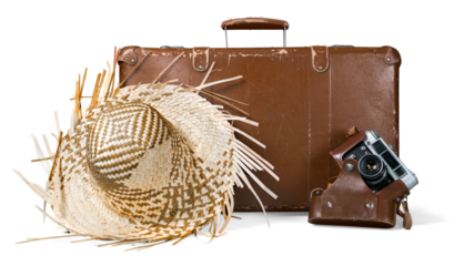 Suitcase with hat and camera