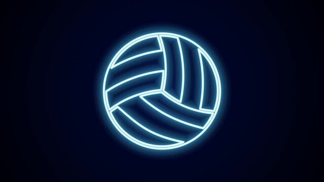 Glowing neon line Volleyball ball icon isolated on black background. Sport equipment. 4K Video motion graphic animation