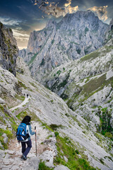 Fototapeta na wymiar The route of the Cares Canyon, in the Picos de Europa National Park, between Asturias and Leon provinces, Spain
