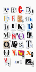 Letters of the Alphabet Cut Out of Magazine Pages