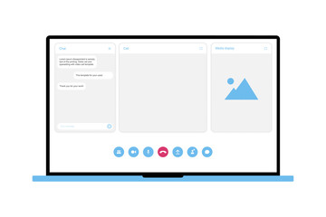 UI UX template for video conferencing and meetings application on laptop