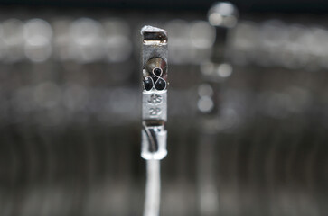 Close-up of old typewriter keys, studio shot