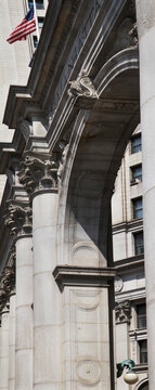 Front entrance of the Manhattan Municipal Building, NYC, New York, USA