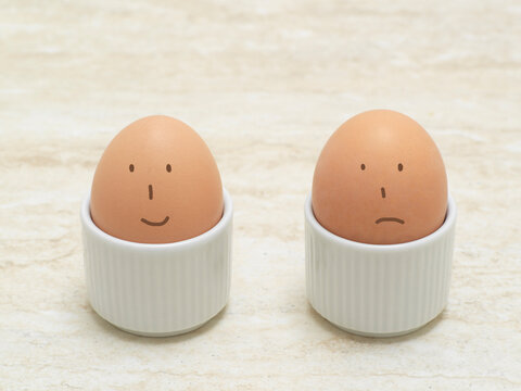 Two Eggs with Drawn-On Faces