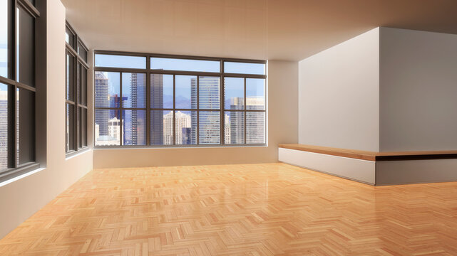 3D-Illustration of Empty Living Room