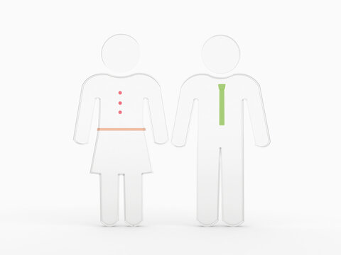 3D Illustration of Glass Couple Symbols on White Background