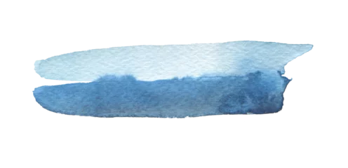 Rolgordijnen PNG Abstract brushstroke blue colors watercolor and ink smear cloud blot on transparent backgrownd. © Liliia