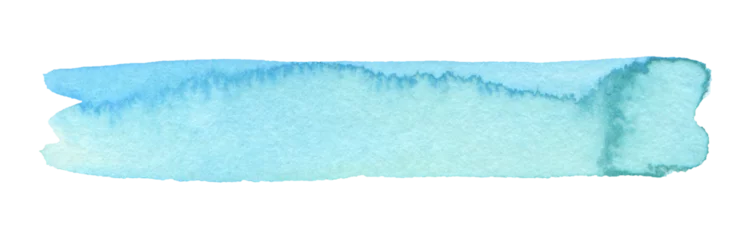Rolgordijnen PNG Abstract brushstroke blue colors watercolor and ink smear line blot on transparent backgrownd. © Liliia