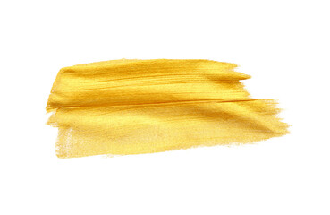 Gold (bronze) glittering color smear brushstroke stain blot on Png transparent background. Abstract Painting texture.