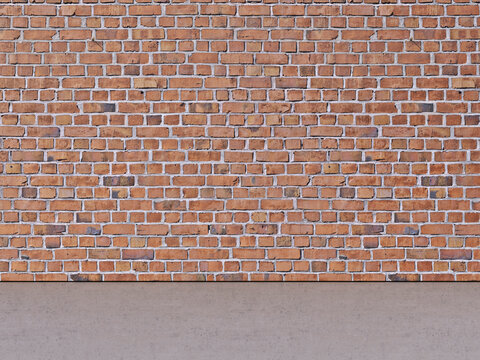 Digital Illustration of Brick Wall and Concrete Floor