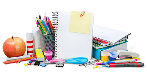 Blank notebook sheet and studies accessories.