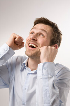 Portrait of Man Cheering