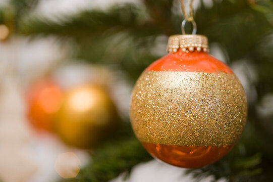 Close-up of Christmas Ornament on Christmas Tree