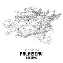 Black and white map of Palaiseau, Essonne, France.