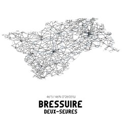 Black and white map of Bressuire, Deux-S�vres, France.