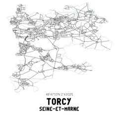 Black and white map of Torcy, Seine-et-Marne, France.