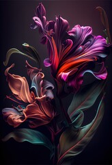 Fractal flower background. Generative AI