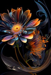 Fractal flower background. Generative AI