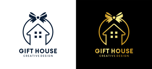 Gift house logo design with creative luxury concept