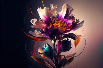 Fractal flower background. Generative AI