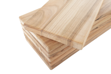 Wooden boards, a board with a seamed edge for building a house and interior decoration, on an isolated white