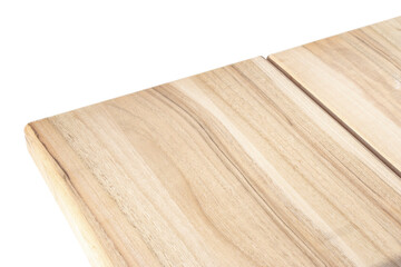 Wooden boards, a board with a seamed edge for building a house and interior decoration, on an isolated white