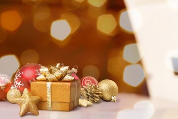 Christmas Gift box and decorations for holiday