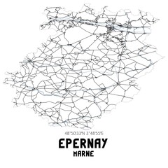 Black and white map of �pernay, Marne, France.