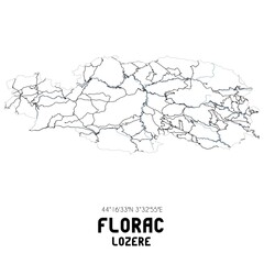 Black and white map of Florac Trois Rivi�res, Loz�re, France.