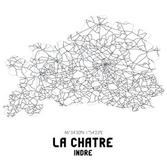 Obraz premium Black and white map of La Ch�tre, Indre, France.